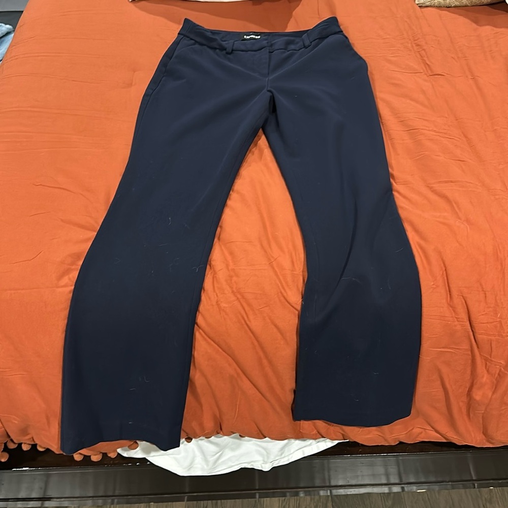 Express Navy Blue 2s columnist barely boot mid rise dress pants